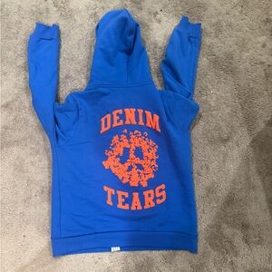 Blue Hoodie with Orange Graphic (Denim Tears)